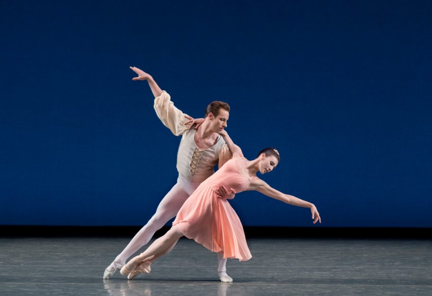 Tiler Peck and Andrew Veyette in George Balanchine’s Allegro Brillante. Courtesy Paul Kolnik.