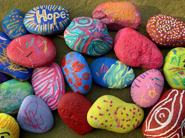 Take a rock, paint a rock, return a rock as the Pelham Art Center rocks out during Community Art Days. Courtesy Pelham Art Center.