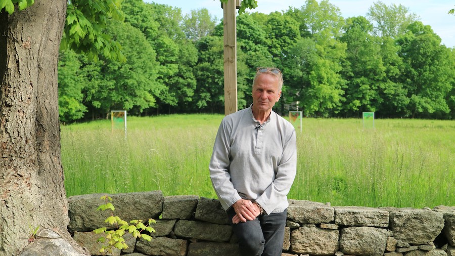 Thomas S. Berntsen’s “Passages” offers a taste of the new New Canaan Sculpture Trail — and better days ahead. Photograph by Beth Sanford.