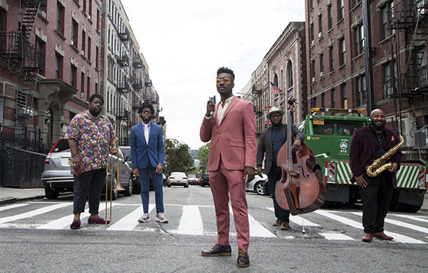 Charles Turner III (center) and his Uptown Swing band inaugurate Caramoor’s new “Concert Live on the Lawn” series. Courtesy Caramoor.