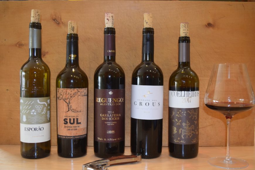 A small assortment of the Wines of Alentejo we tasted at home during a Zoom meeting.