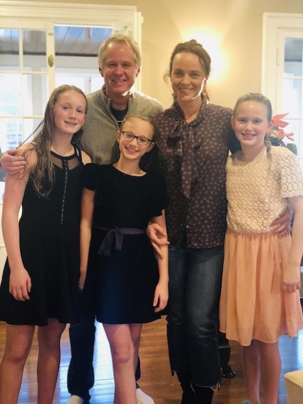 Patrick McEnroe and wife, performer Melissa Errico, with their girls, from left, Victoria, Diana and Juliette.