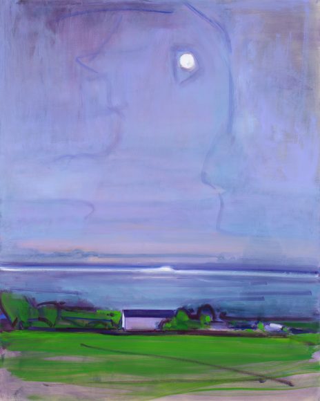“Moonlight on the Sound,” Elizabeth Higgins’ creamy, moody oil on canvas, will be part of the exhibit “About Women” when Lockwood-Mathews Mansion Museum returns next week.