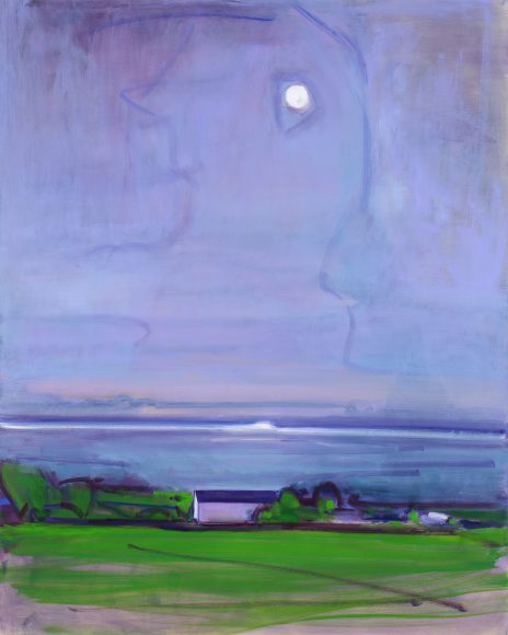 “Moonlight on the Sound,” Elizabeth Higgins’ creamy, moody oil on canvas, will be part of the exhibit “About Women” when Lockwood-Mathews Mansion Museum returns next week.
