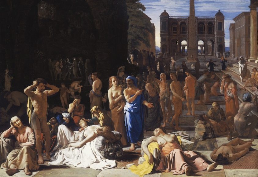Art historians believe Michael Sweerts’ “Plague in an Ancient City” (1652, oil on canvas) references the plague that devastated Athens in 430 B.C. and ultimately took the life of its great leader, Pericles. Today the painting is part of the Los Angeles County Museum of Art (LACMA) in a city where the coronavirus has raged recently.