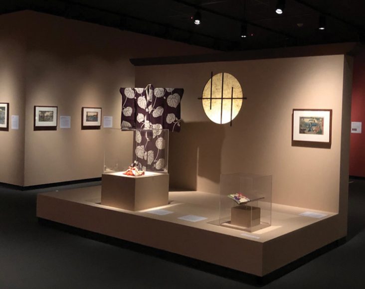 An installation shot of  “Floating Beauty:  Women in the Art of Ukiyo-e,” at the Bruce Museum in Greenwich through Nov. 1.