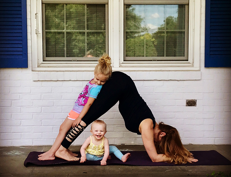 Amy Reed (stretching) and Theresa Lyn Widmann (meditating) help you get in touch with your inner yogi for the holidays. 
Amy Reed photographs courtesy Reed. Theresa Lyn Widmann photograph courtesy Widmann.