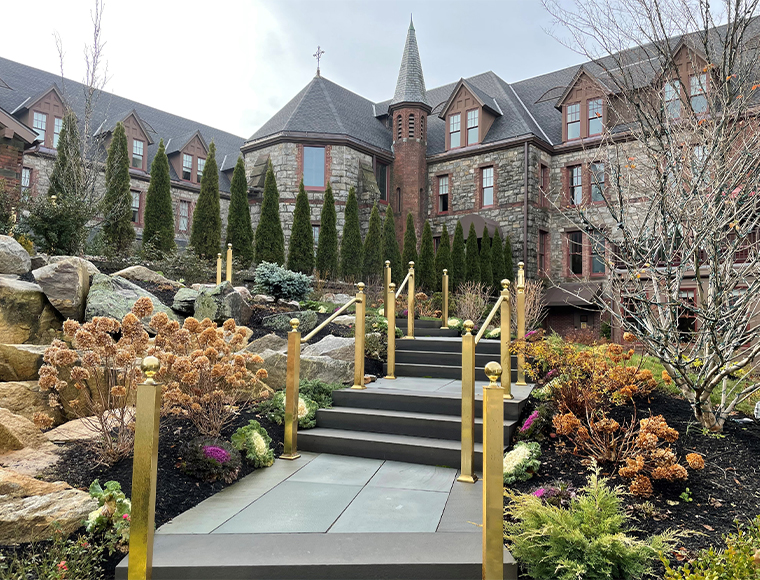 Scenes from this Abbey — exteriors and the Highlands Ballroom.
Courtesy The Abbey Inn & Spa.