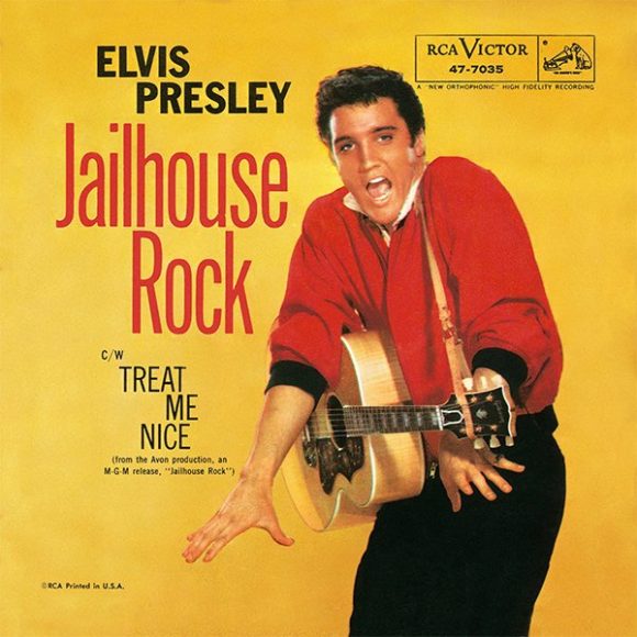 An MGM publicity still from “Jailhouse Rock” (1957), one of Elvis Presley’s earliest and best films, demonstrates the moves that made him so charismatic – and controversial.