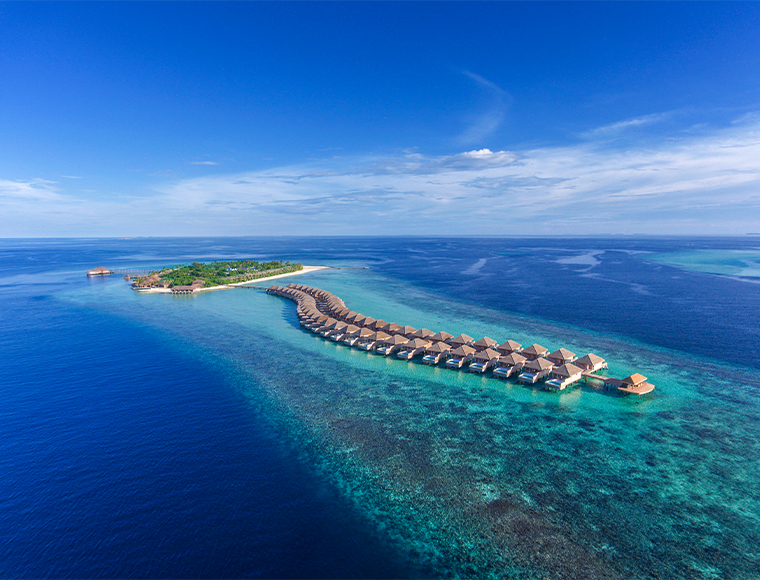 Hurawalhi, aerial view.  Courtesy Hurawalhi Island Resort.