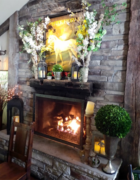 Fireplace at The White Horse.  Photograph by Jeremy Wayne.