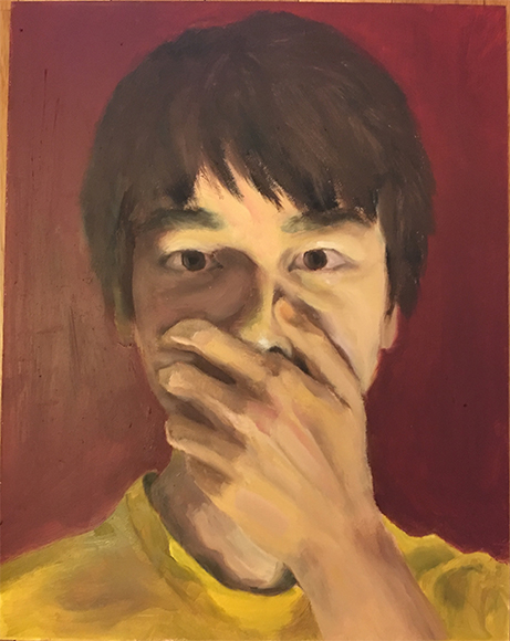 Ian Chow’s “Masked,” Pierrepont School, Westport, Grade 9, age 14. 