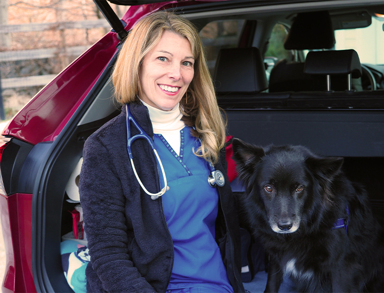 Sarah Cutler and her dog, Cole.
Photograph by Bob Rozycki.