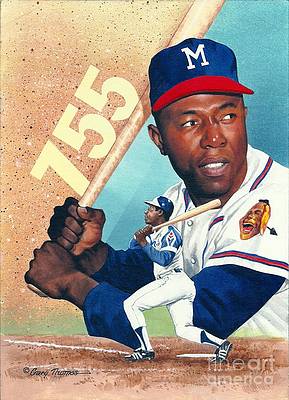 Two artistic views of Hank Aaron, the man who battled fastballs and bigotry to break 
Babe Ruth’s all-time home run record – Gary Thomas’baseball card-style tribute and Tom Forgione’s expressionistic take.
