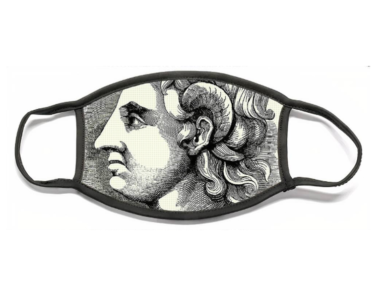 A Fine Art America face mask of Alexander the Great, inspired by a coin in The Bodleian Library, Oxford University, $17.