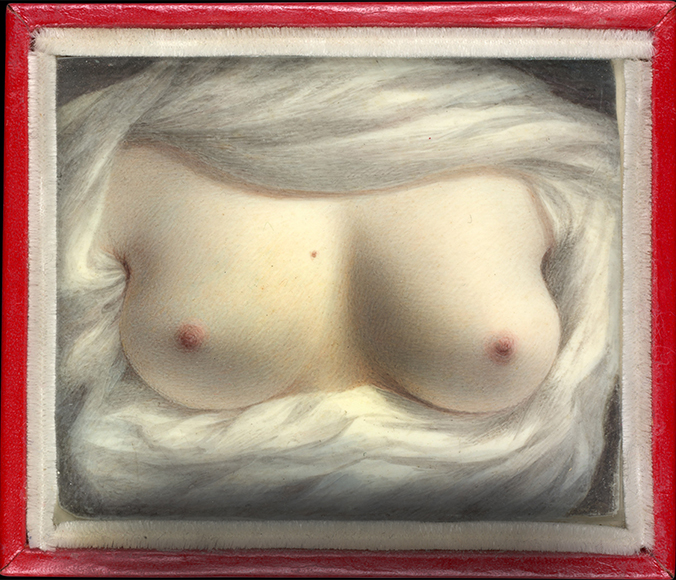 Bosom buddies: While miniatures of lover's eyes were discreet tokens of affection in the late-18th and early-19th centuries, artist Sarah Goodridge decided on a bold move to lure her beloved, statesman Daniel Webster — a miniature of her boobs. Though he married another, this “boob”y prize remained in his possession. Courtesy The Metropolitan Museum of Art.