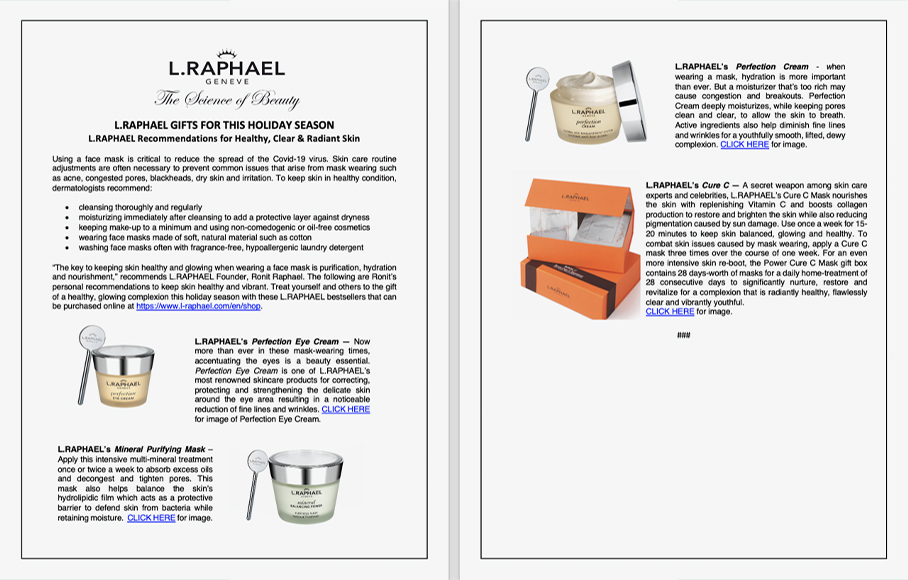 Some of Ronit Raphael’s top products for “healthy, glowing” skin. Courtesy L. Raphael.