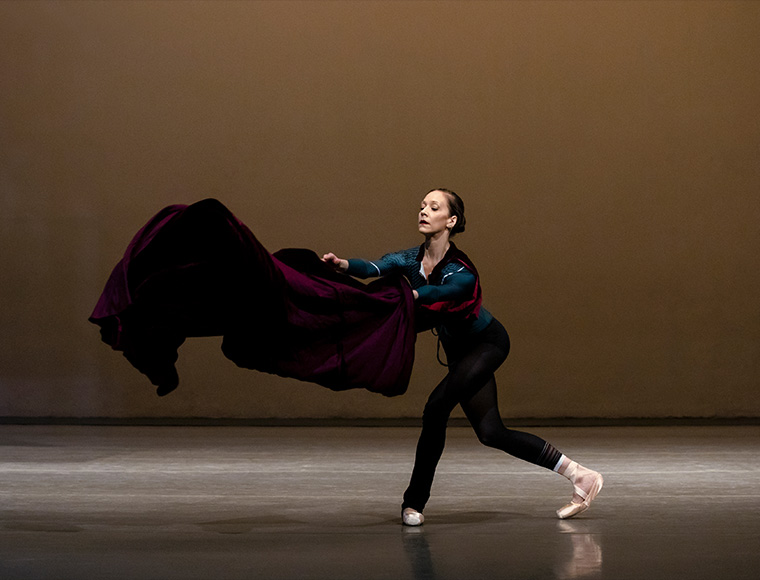 Maria Kowroski rehearsing the role of the Siren in the “Inside NYCB” episode on George Balanchine’s “Prodigal Son.” Photograph by Erin Baiano.