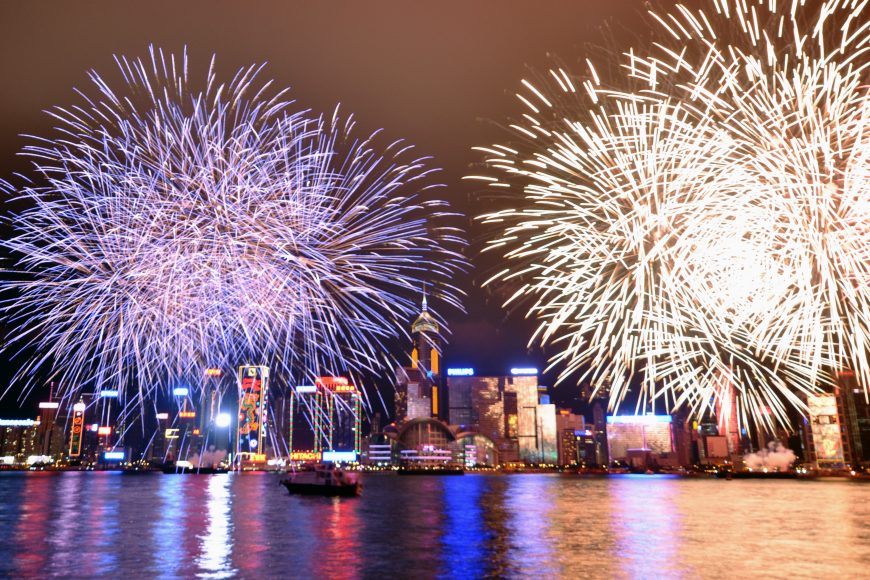 Fireworks over Hong Kong ring in the lunar new year in 2012. Photograph by Michael Elleray.