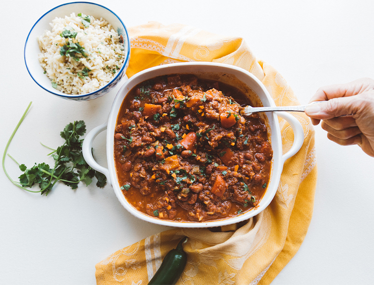 A vegan chili made with Hudson Green’s Organic Meatless Bolognese sauce. Courtesy Hudson Green.