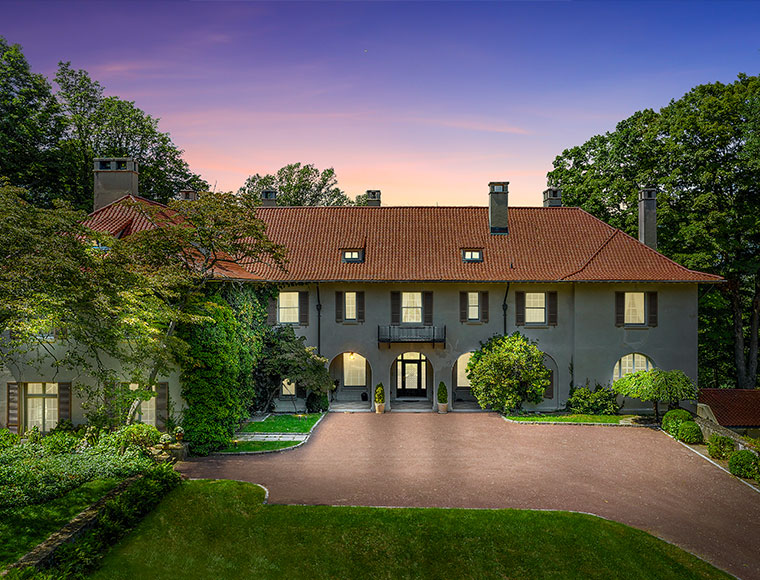 This Mediterranean-style abode in Bedford was once part of publisher Authur Hawley Scribner's estate.
Courtesy Anthony Acocella of Modern Angles.