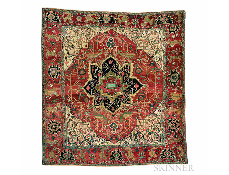 Serapi Carpet, northwestern Iran (circa 1890), 10 feet by 9 feet, four inches. Sold at Skinner Inc. for $37,500.
