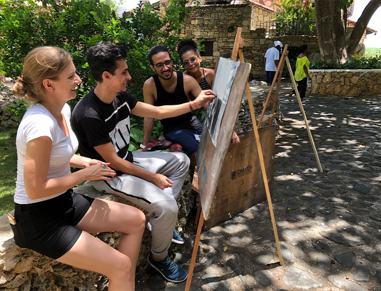 Students of Chavón, The Design School, study on the campus of Altos de Chavón, a replica of a 16th-century Mediterranean village at Casa de Campo in the Dominican Republic.