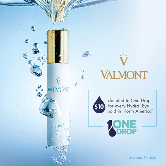 Combat dark circles – and unsafe water – with Valmont’s Hydra3 Eye Serum. Courtesy Valmont.