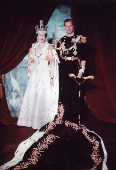 A portrait of Elizabeth II and her husband, Philip, Duke of Edinburgh taken by Cecil Beaton on her coronation day June, 2, 1953. Courtesy the government of the United Kingdom.