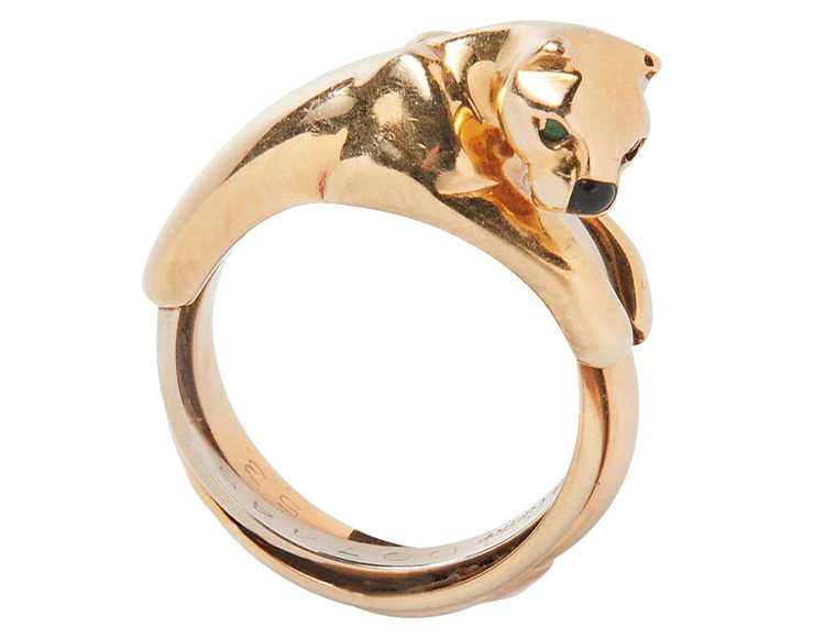 18-karat gold panther ring, Cartier. Sold for $2,952 at Skinner Inc.
