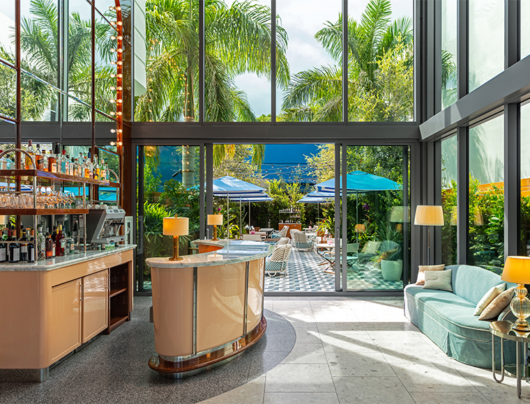 Lobby at Mr. C — Coconut Grove Luxury Miami Hotel. Courtesy 
Mr. C Hotels.