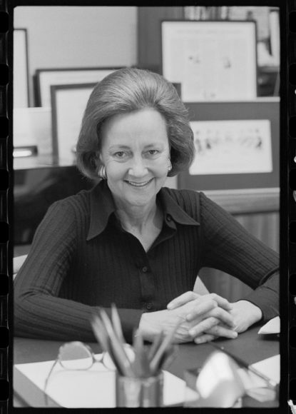 Katharine “Kay” Graham at her desk as The Washington Post, April 7, 1976. Photograph by Marion S. Trikosko. Library of Congress Prints and Photographs Division.