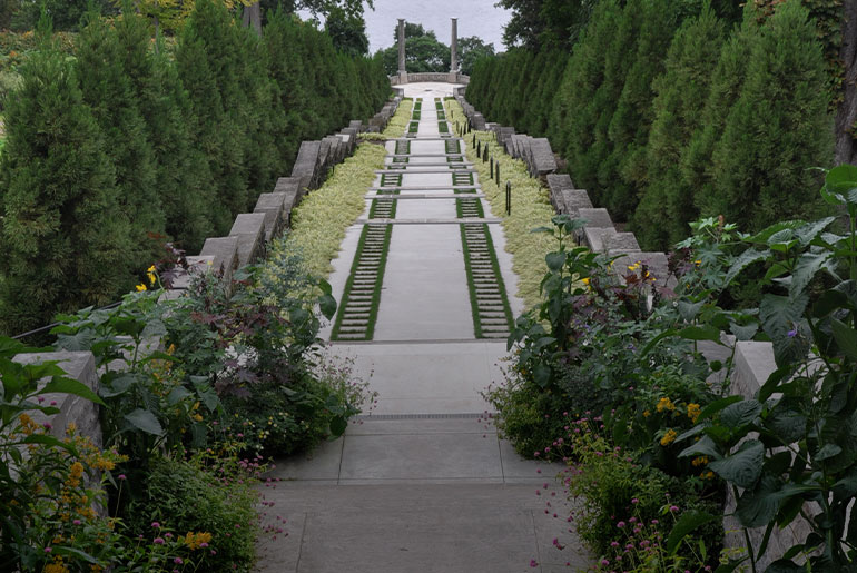 Vista steps view at Untermyer Gardens Conservancy in Yonkers. Photograph by Jessica Norman.