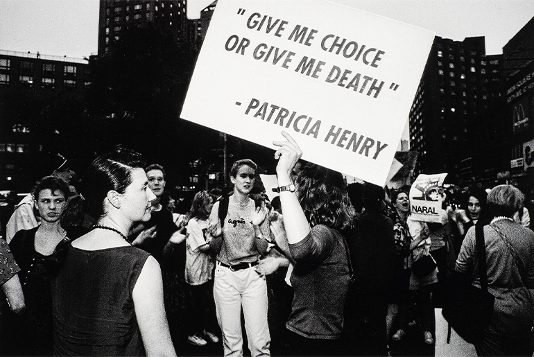 Donna Ferrato’s “Choice Aint No Joke, Union Square, New York City” (1989), photograph. Courtesy the Housatonic Museum of Art.