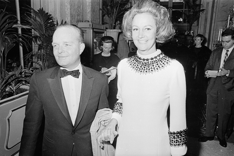 Novelist Truman Capote (“Breakfast at Tiffany’s”) and Katharine Graham at the Black and White Ball he threw in her honor at The Plaza Hotel in 1966. Harry Benson / Hulton Archive via Getty Images