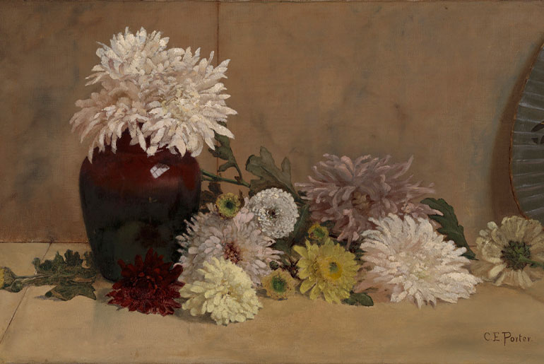 Charles Ethan Porter’s 
“Chrysanthemums” (circa 1881), oil on canvas. Collection the Virginia Museum of Fine Arts.