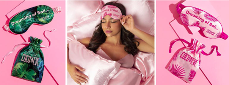 Sweet Dreams include a Coco & Eve pillowcase and eye mask for mom. Courtesy Coco & Eve.