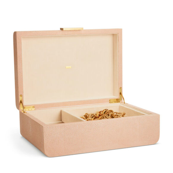 Aerin’s  Modern Shagreen Large Jewelry Box in Blush, ($550)