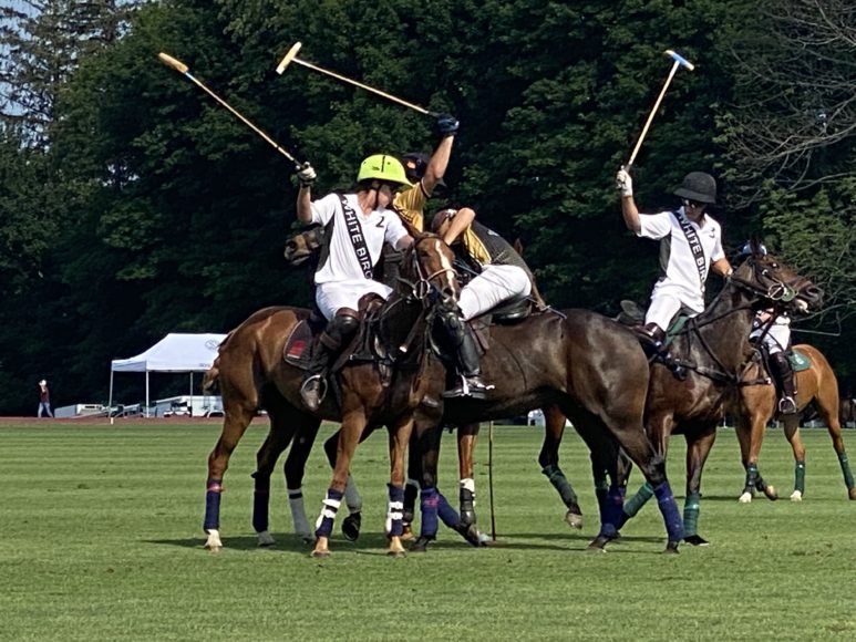 White Birch and Palm Beach Equine mixed it up during the finals of the East Coast Bronze Cup at Greenwich Polo Club on Father’s Day.