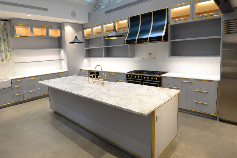 Recycled and repurposed luxury kitchen, from a Greenwich Village townhouse.