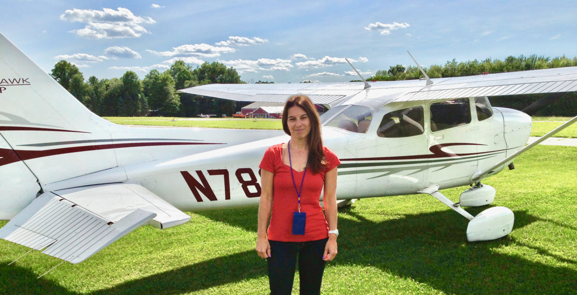 Michelle Judice  prepares to fly to Kobelt Airport in Wallkill, New York, for lunch with a pilot friend in 2013.