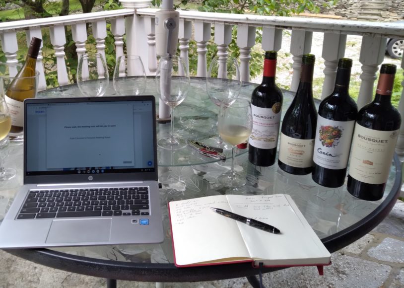 Wine tasting in the time of the coronavirus – Doug Paulding’s “office” at his South Salem home.