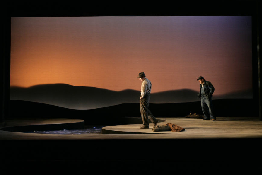 “Of Mice and Men” (2008) with, left to right, Brian Hutchison and Mark Mineart.  Photograph by T. Charles Erickson.
