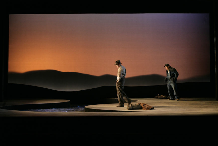 “Of Mice and Men” (2008) with, left to right, Brian Hutchison and Mark Mineart. Photograph by T. Charles Erickson.