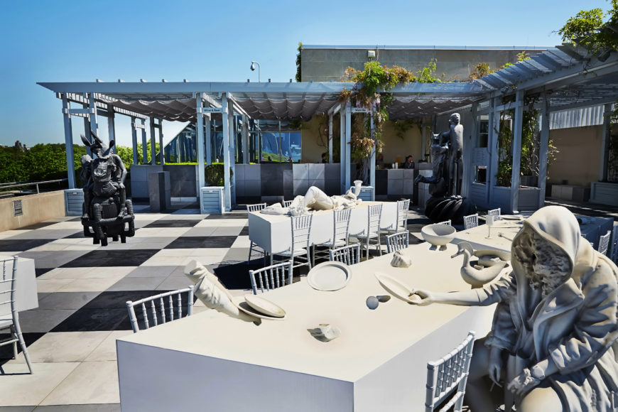 Infinity canopy systems shade The Metropolitan Museum of Art’s Roof Garden in Manhattan.