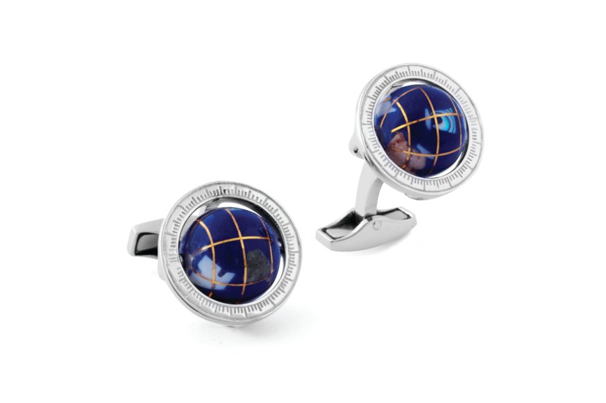Gorgeous globetrotters: These worldly cufflinks put style at your fingertips.  Courtesy Tateossian.