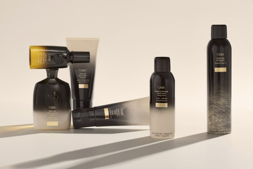 Oribe's Gold Lust collection is great for all hair, especially blondes. Courtesy Alex Angelos, Oribe.