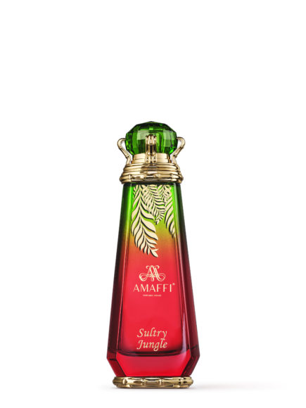 Our two favorite Amaffi scents – the commanding Glory and the seductive Tears of a Sinner, both florals. Some in our group were also taken with Sultry Jungle, a gardenia and tuberose creation in a stunning ombré red-green display. Images courtesy Amaffi.