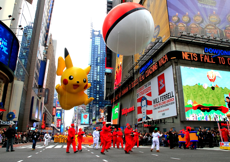 Pikachu passes through Times Square on the 83rd Macy’s Thanksgiving Day Parade in 2009.