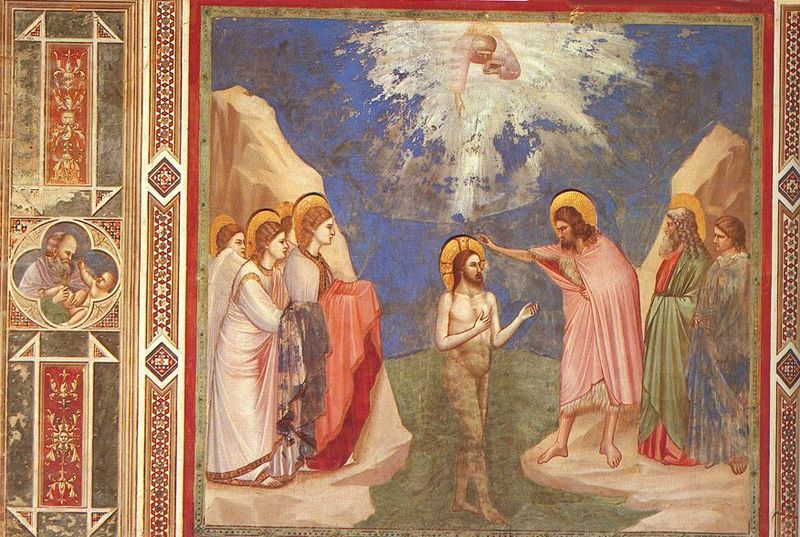 Giotto’s “Baptism of Christ” (circa 1305), a fresco in the Cappella Scrovegni in Padua, Italy.